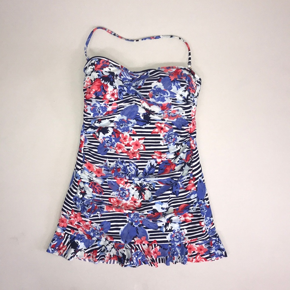 Striped Floral Convertible One Piece Suit